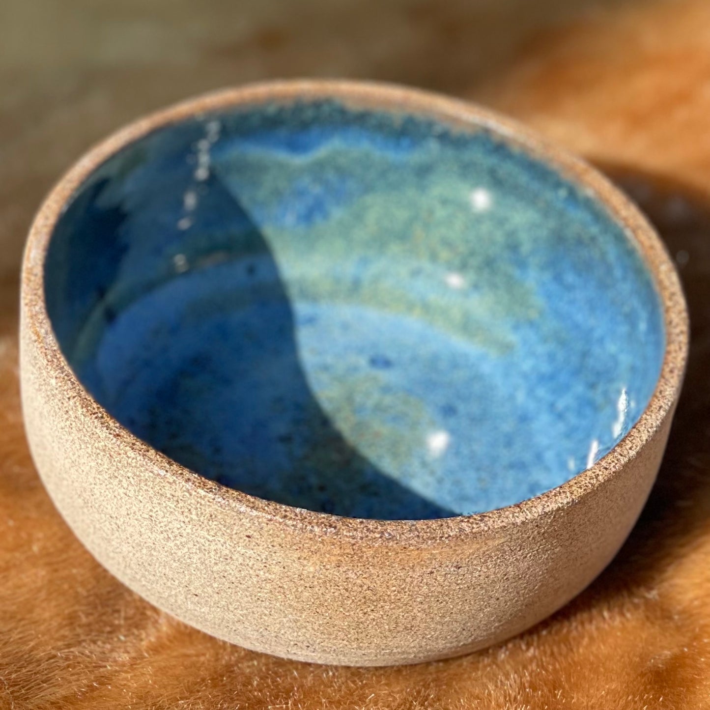 Skål - havblå - mørkt ler