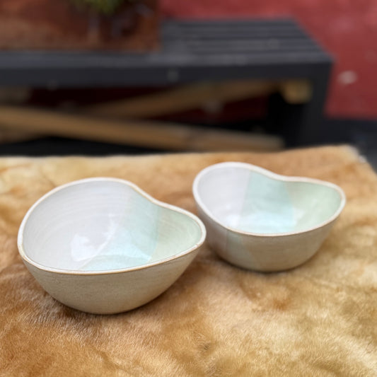 Hjerteskål (lys grøn/hvid)