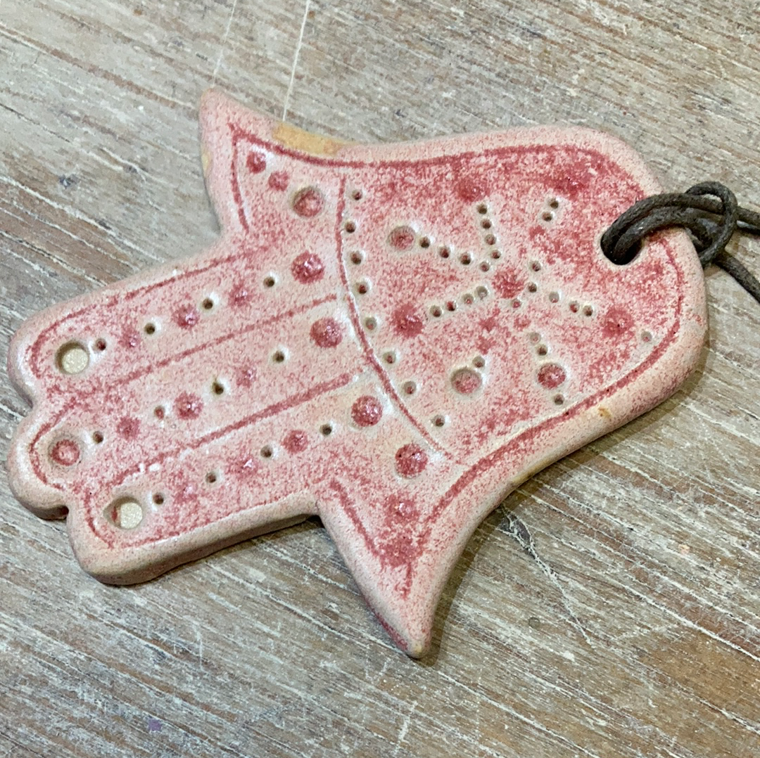 Lille Hamsa Hånd med lædersnor