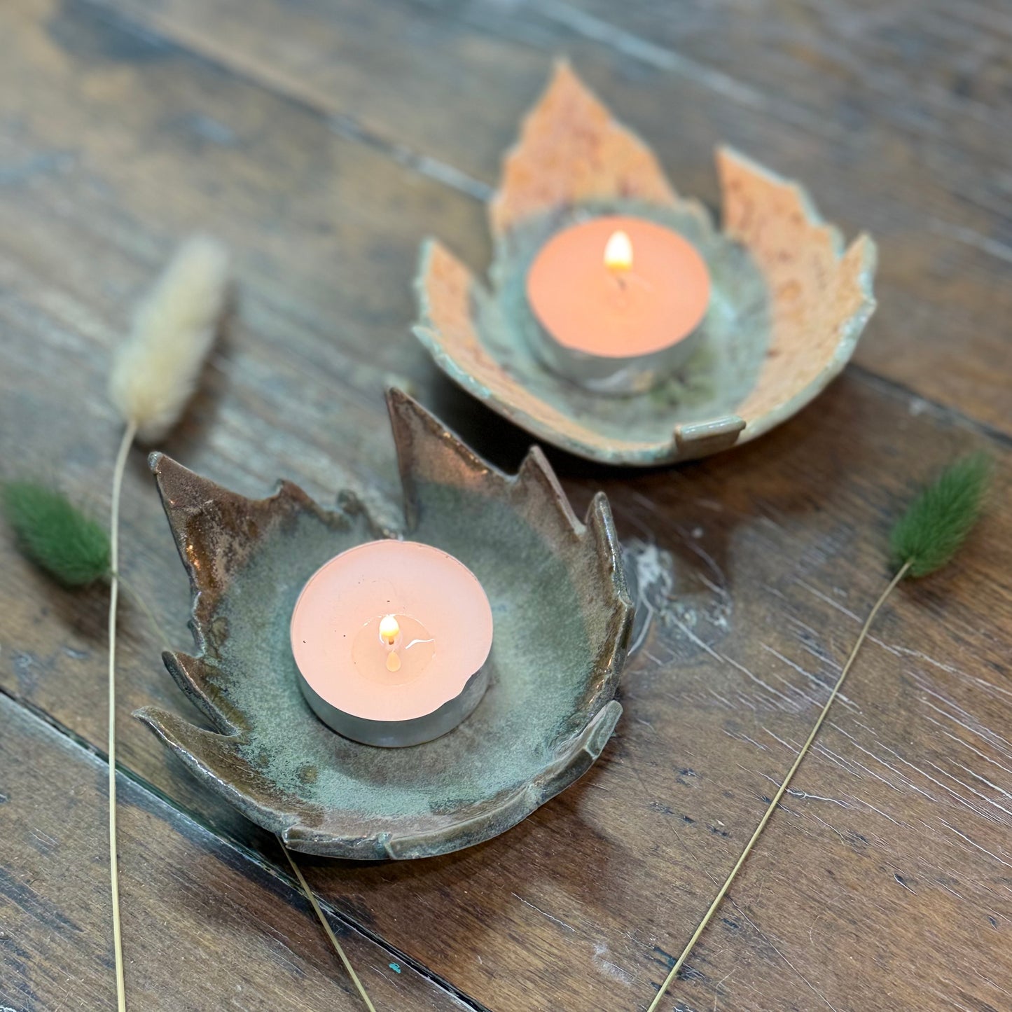 Bladskål til fyrfadslys