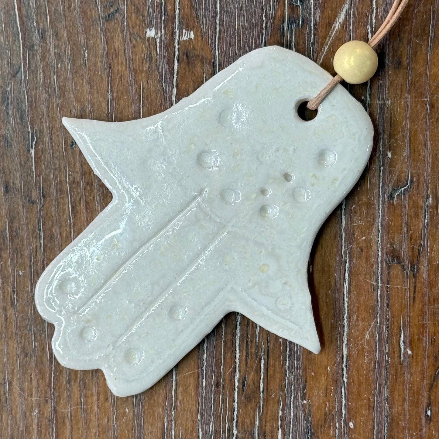 Lille Hamsa Hånd med lædersnor