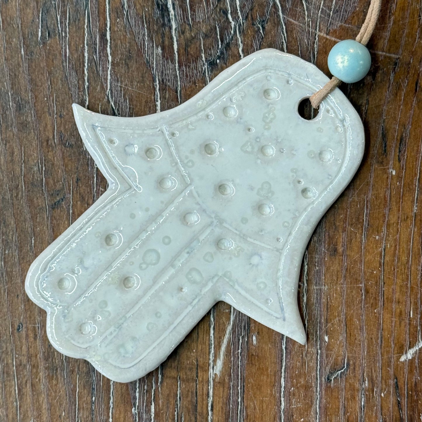 Lille Hamsa Hånd med lædersnor