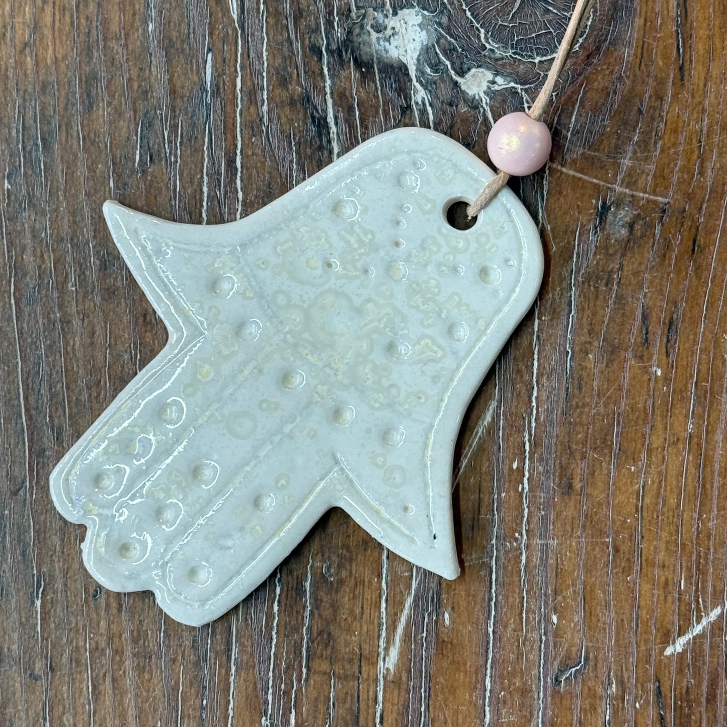 Lille Hamsa Hånd med lædersnor